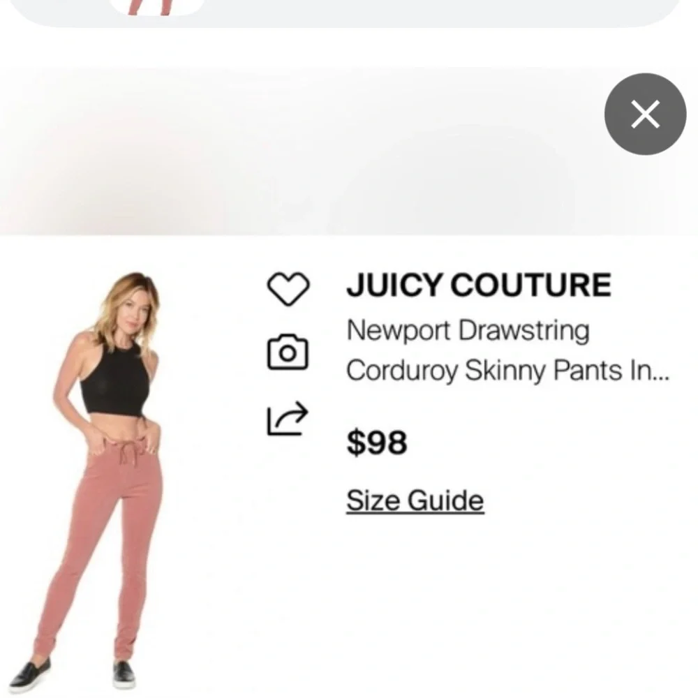 NWT Juicy Couture Terra Cotta drawstring corduroy pants skinny